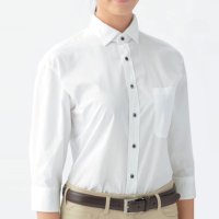 画像2: QH7353 男女兼用七分袖ウイングカラーシャツ (1色)