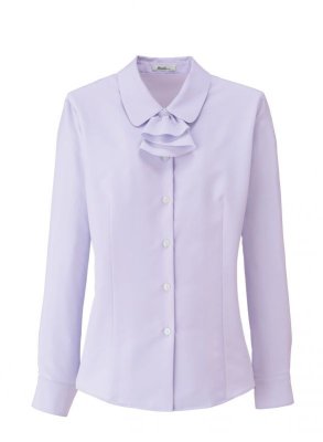 画像2: RB4155 レディース長袖ブラウス-フリルリボン付 (3色) (2)