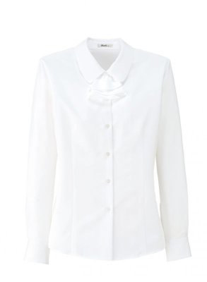 画像3: RB4155 レディース長袖ブラウス-フリルリボン付 (3色) (3)