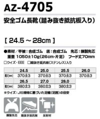 画像1: az4705 安全ゴム長靴・踏み抜き抵抗板入り (2色)