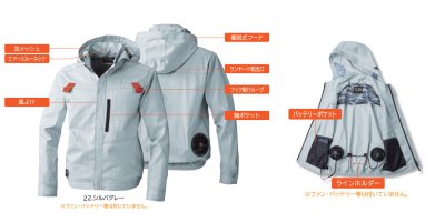 画像9: 5039-00【セット】G.G.ブルゾン・ファン・バッテリー(充電器付)／長袖・綿100％ (9)