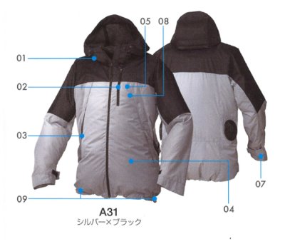 画像9: AR12004【空調服(R)セット】空調服(R)ブルゾン・ファン・バッテリー(充電器付)／長袖・サマーシールド (9)