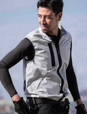 画像9: XE98019【空調服(R)セット】ブルゾン・ファン・バッテリー(充電器付)／ベスト(綿100％)・サイドファン (9)