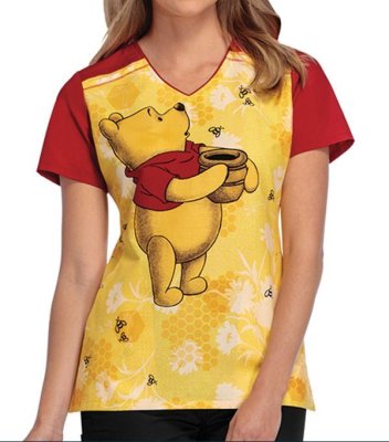 画像2: TF639 半袖スクラブ・プーさん (2)