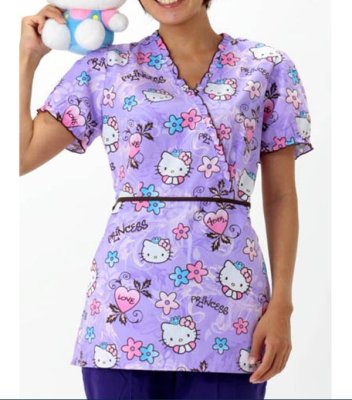 画像2: 6896 半袖スクラブ・キティちゃん (2)