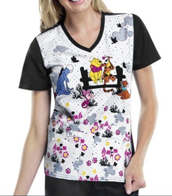 画像2: 6804CB 半袖スクラブ・プーさん (2)