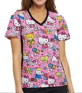 TF636 半袖スクラブ・キティちゃん｜◇医療ウェア スクラブ-Sanrio