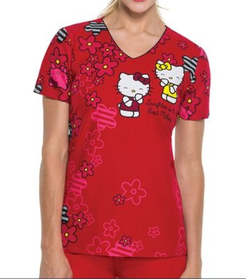 画像2: 6772CB 半袖スクラブ・キティちゃん (2)