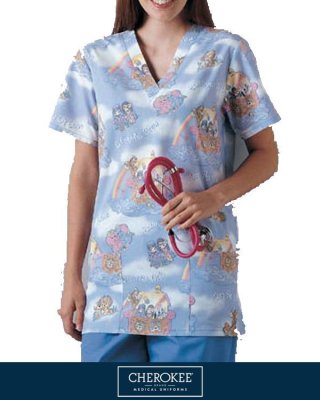 画像2: 6700V 半袖スクラブ・キャラクター柄 (2)