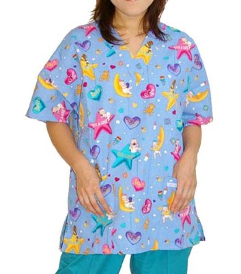 画像2: 759 半袖スクラブ・キャラクター柄 (2)