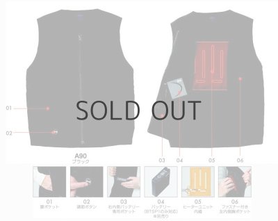 画像4: 【LIバッテリー用】TG22001 発熱防寒ベストTHERMAL GEAR(選べるLI-SUPER1バッテリー) (4)