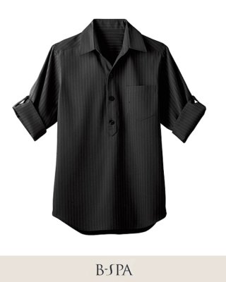 画像2: 00100 五分袖プルオーバーシャツ ・兼用(2色) (2)