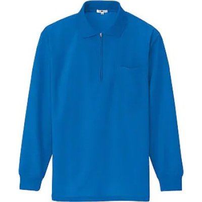 画像2: az10580 長袖ジップポロシャツ・吸汗速乾（6色） (2)