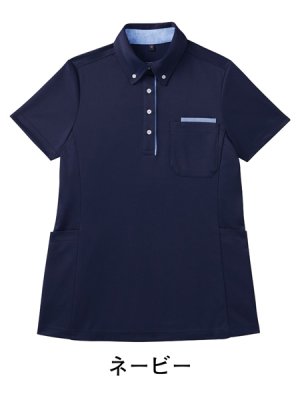 画像3: WH90938 半袖BDロングポロシャツ・レディース (3色) (3)