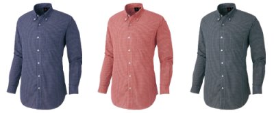 画像3: AZ7824 男女兼用ボタンダウン長袖ギンガムチェックシャツ (3色) (3)