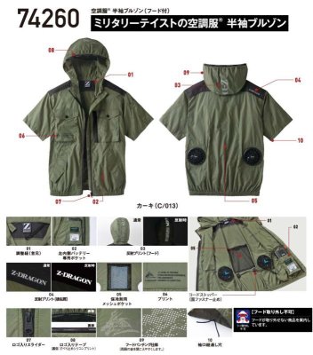 画像9: 74260【ブルゾンのみ】自重堂Z-DRAGON空調服(R)/フード半袖 (9)
