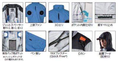 画像7: ND1132【空調服(R)セット】NSPブルゾン・ファン・バッテリー(充電器付)／半袖(フルハーネス)・上部ファン (7)
