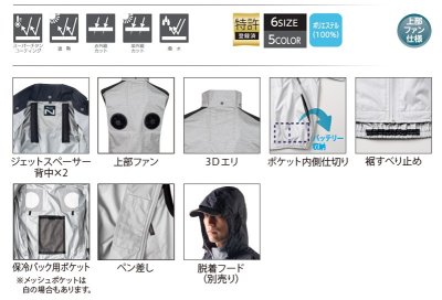 画像9: NC1122【ブルゾンのみ】NSP空調服(R)／ベスト(上部ファン)・スーパーチタン (9)