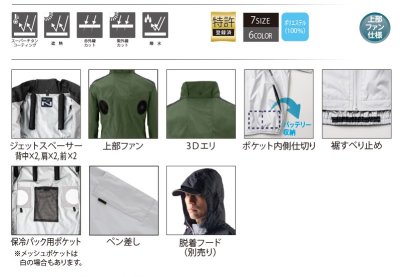 画像12: NA1122【ブルゾンのみ】NSP空調服(R)/長袖(上部ファン)・スーパーチタン (12)
