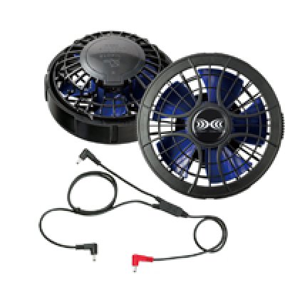 画像2: 7.2V FAN2400空調服(R)ファン(ブラック×ブルー)2個+ケーブル (2)