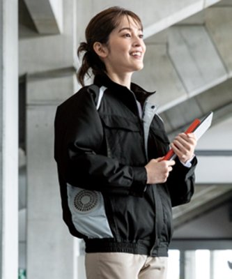 画像3: KU92400【空調服(R)セット】空調服(R)ブルゾン・ファン・バッテリー(充電器付)／長袖(JIS T8118帯電防止)防汚・横ファン (3)