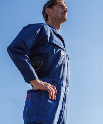 画像2: 9920【空調服(R)セット】AUTO-BIツナギ・ファン・バッテリー(充電器付)／長袖・混紡 (2)