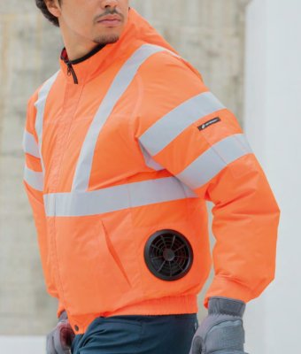 画像2: 258921【セット】エアセンサーブルゾン・ファン・バッテリー(充電器付)／高視認長袖・サイドファン (2)