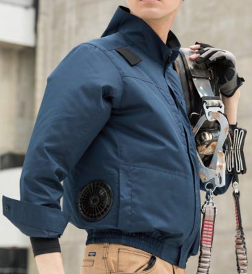 画像2: 258941【セット】エアセンサーブルゾン・ファン・バッテリー(充電器付)／長袖(ハーネス)・サイドファン (2)