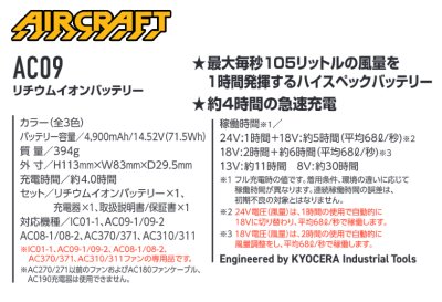 画像3: ＜2025AIRCRAFT機器セット＞AC09バッテリーセット+AC09-1/09-2ファン・ケーブル (3)