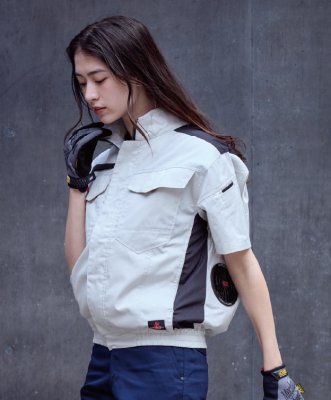 画像2: V4277【ブルゾンのみ】快適ウェア／難燃半袖(フルハーネス) (2)