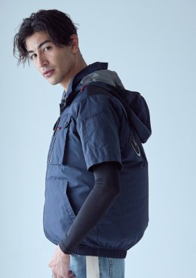 画像2: V1127【ブルゾンのみ】快適ウェア/半袖(フルハーネス)・上部ファン (2)