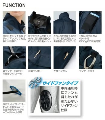 画像5: 258941【セット】エアセンサーブルゾン・ファン・バッテリー(充電器付)／長袖(ハーネス)・サイドファン (5)