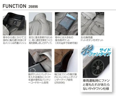 画像5: 26896【ブルゾンのみ】エアセンサー／ベスト(ストレッチ)・サイドファン (5)