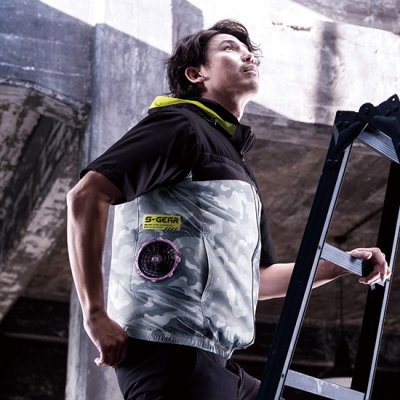 画像3: 05571【セット】S-AIRブルゾン・ファン・バッテリー(充電器付)／遮熱半袖(着脱フード)・サイドファン (3)