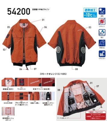 画像8: 54200【ブルゾンのみ】自重堂Jawin空調服(R)／遮熱半袖・サイドファン (8)