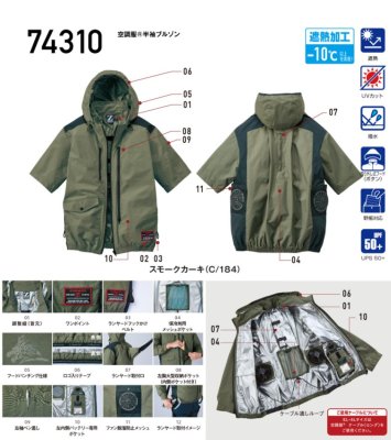 画像9: 74310【空調服(R)セット】自重堂Z-DRAGONブルゾン・ファン・バッテリー(充電器付)／遮熱半袖(フルハーネス)・サイドファン (9)
