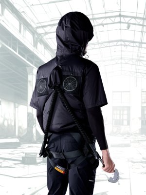 画像3: 74400【空調服(R)セット】自重堂Z-DRAGONブルゾン・ファン・バッテリー(充電器付)／遮熱半袖(フルハーネス)・上部ファン (3)