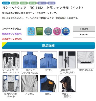 画像5: NC1152【ブルゾンのみ】NSP空調服(R)／遮熱ベスト(前後フルハーネス)・上部ファン (5)