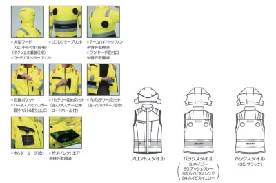画像12: AC2114【ブルゾンのみ】エアークラフト／高視認ベスト(フルハーネス)・ハイバックファン (12)