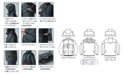 画像10: AC1151【セット】ブルゾン・ファン・バッテリー(充電器付)／遮熱長袖(フルハーネス) (10)