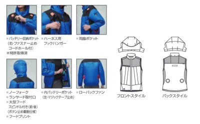 画像10: AC1194【セット】ベスト・ファン・バッテリー(充電器付)／遮熱ベスト(フルハーネス) (10)