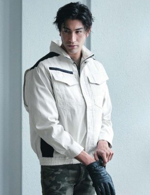 画像2: V4252【ブルゾンのみ】快適ウェア／難燃長袖(フルハーネス)・上部ファン (2)