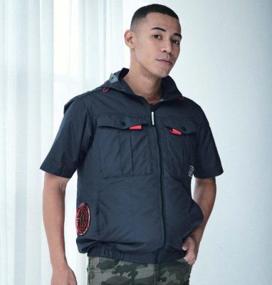 画像2: V1217【ブルゾンのみ】快適ウェア／遮熱半袖(フルハーネス)・サイドファン (2)