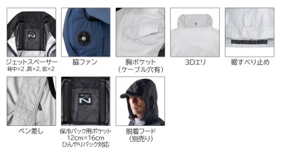 画像9: NC1163【ブルゾンのみ】Nクールウェア／遮熱ベスト・脇ファン (9)