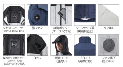 画像10: NA1153【ブルゾンのみ】Nクールウェア／遮熱長袖・脇ファン(前後フルハーネス) (10)