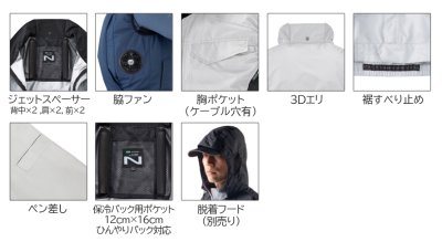 画像9: ND1163【ブルゾンのみ】Nクールウェア／遮熱半袖・脇ファン (9)