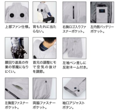 画像9: XE98035【ブルゾンのみ】ジーベック空調服(R)／遮熱長袖・上部ファン (9)