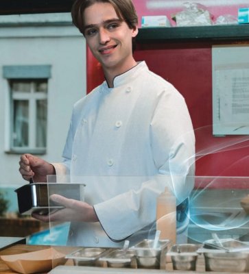 画像6: KC9218【空調服(R)セット】コックコート・ファン・バッテリー(充電器付)／長袖 (6)