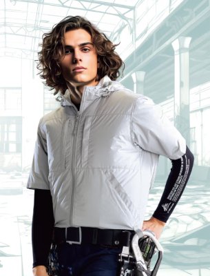 画像2: 74400【空調服(R)セット】自重堂Z-DRAGONブルゾン・ファン・バッテリー(充電器付)／遮熱半袖(フルハーネス)・上部ファン (2)